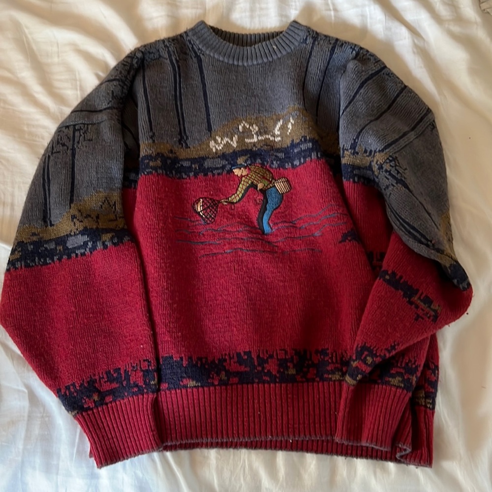 vintage embroidered fisherman sweater